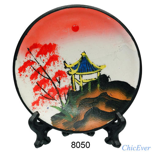 3 tlg. Mini-Dekoset, Vasen, Teller, handbemalt, 8050